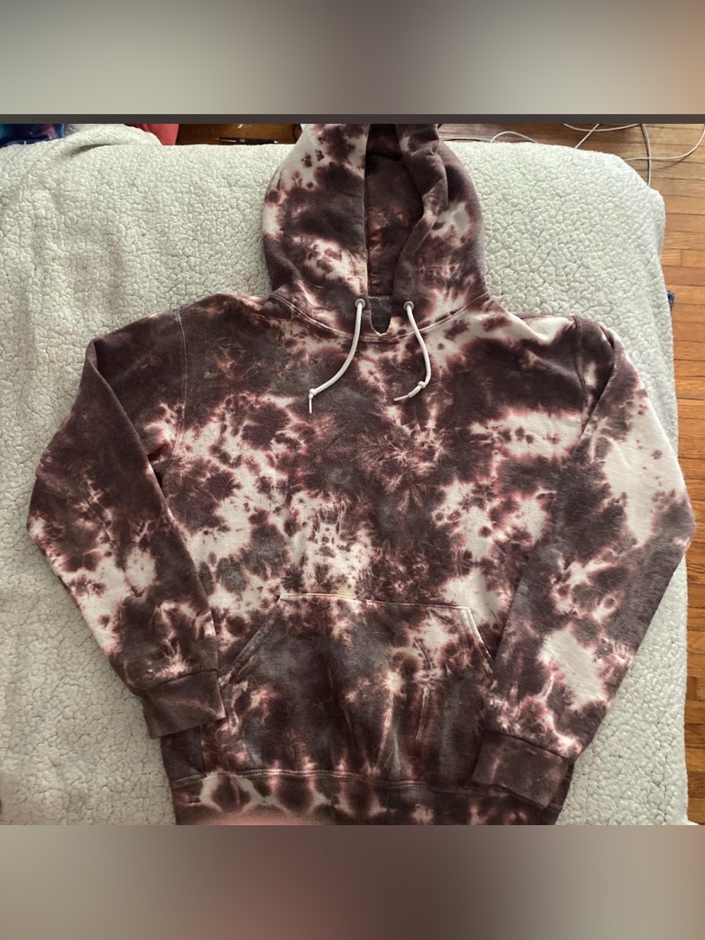 Tie-Dye Pullover Hoodie - Brownish purple and Cream color